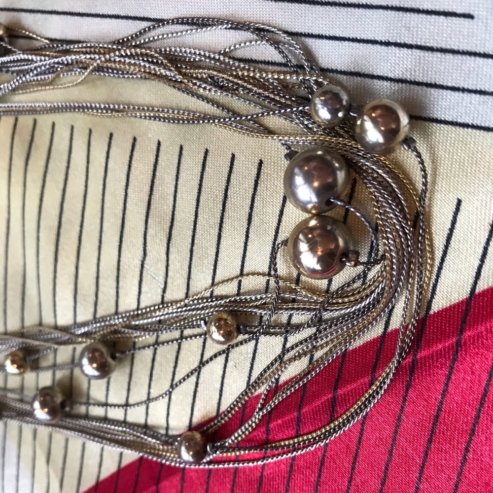 Long bubble silver gold necklace